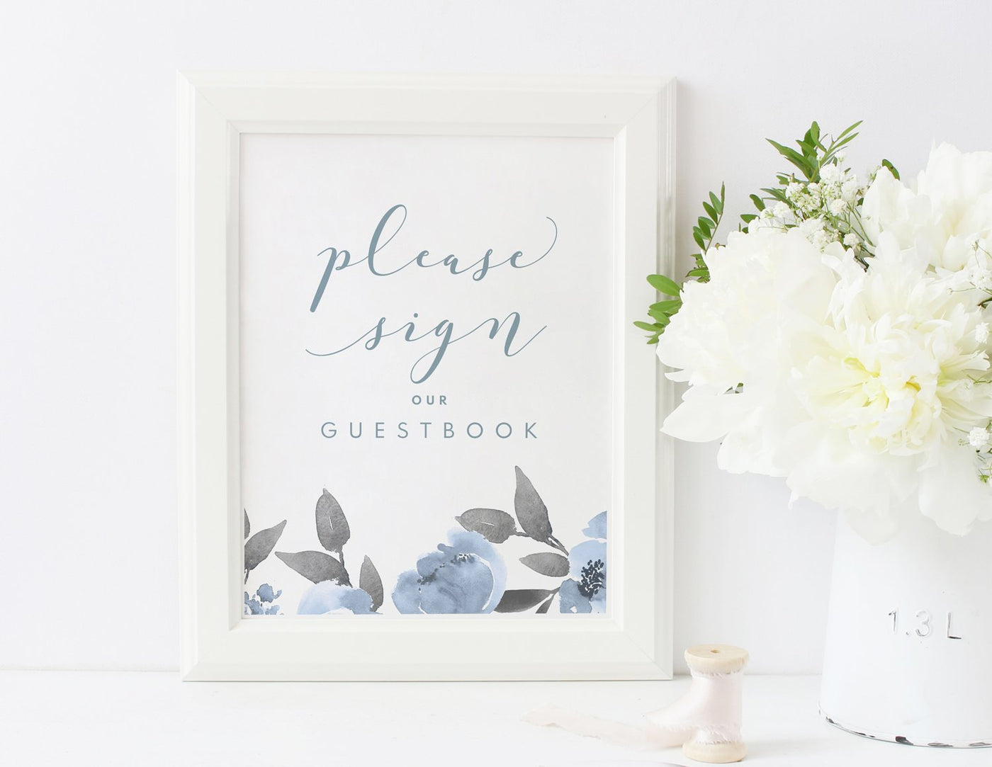 Printable Guest Book Sign - Dusty Blue