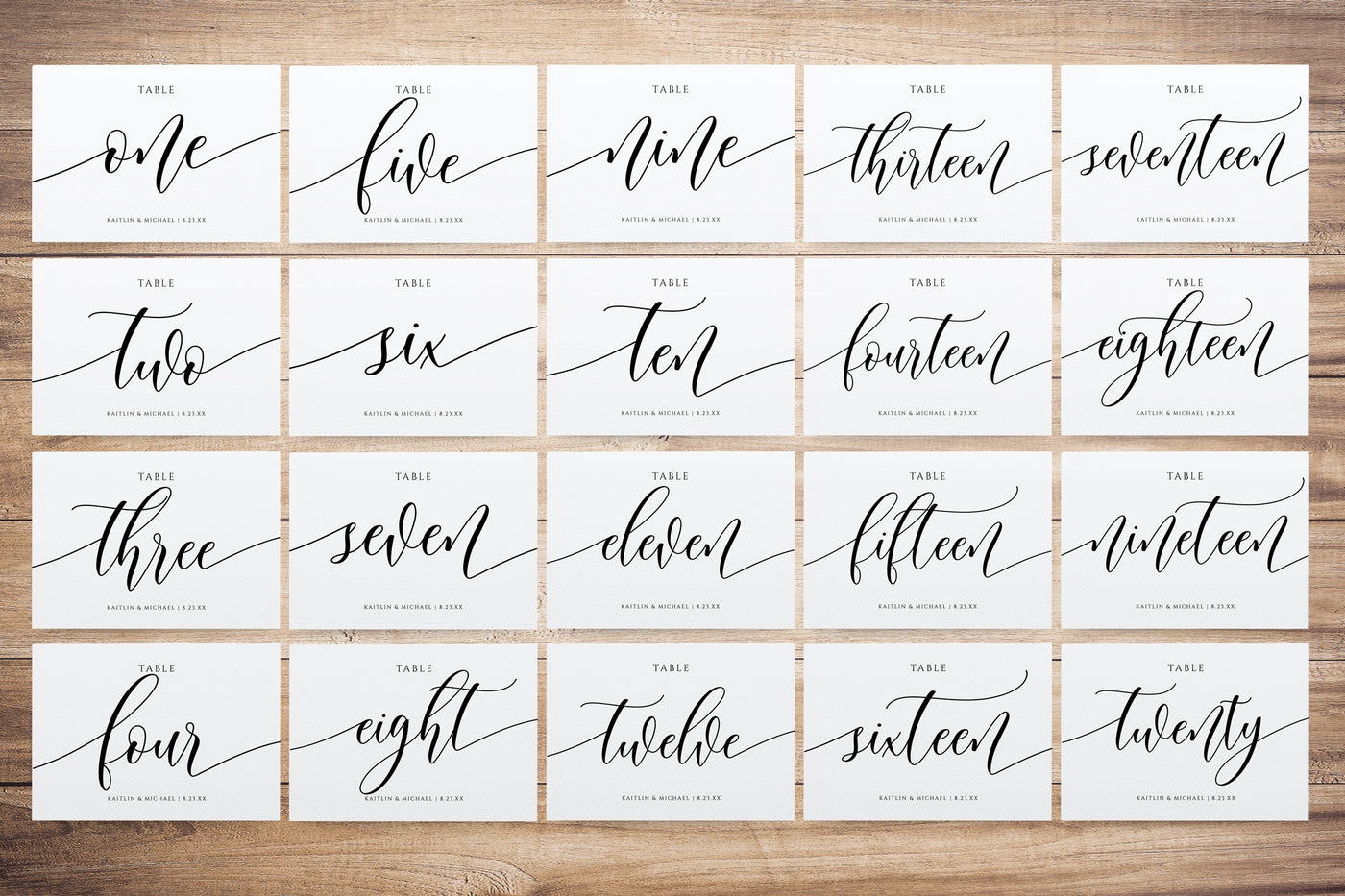 Written Out Horizontal Table Numbers