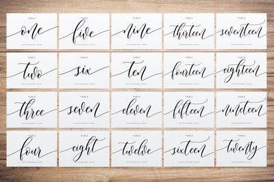 Written Out Horizontal Table Numbers