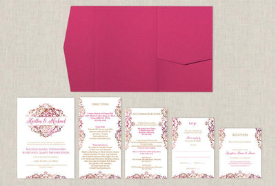 Pocketfolder Pocket Invitation Templates | Natalia (Passion Pinks) | 5 x 7