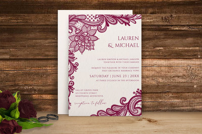 Rustic Lace Wedding Invitation Template