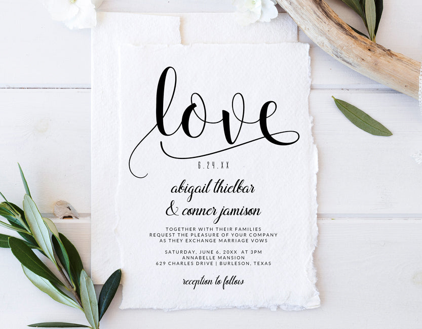 Wedding Invitation Template - calligraphy