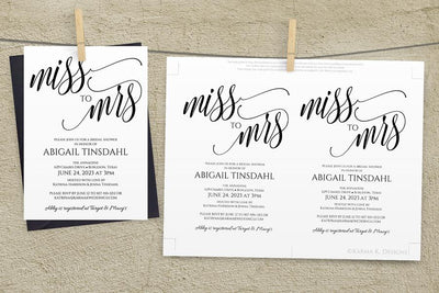 Bridal Shower Invitation Template | Editable PDF | Luxe Calligraphy (Black) | 5 x 7