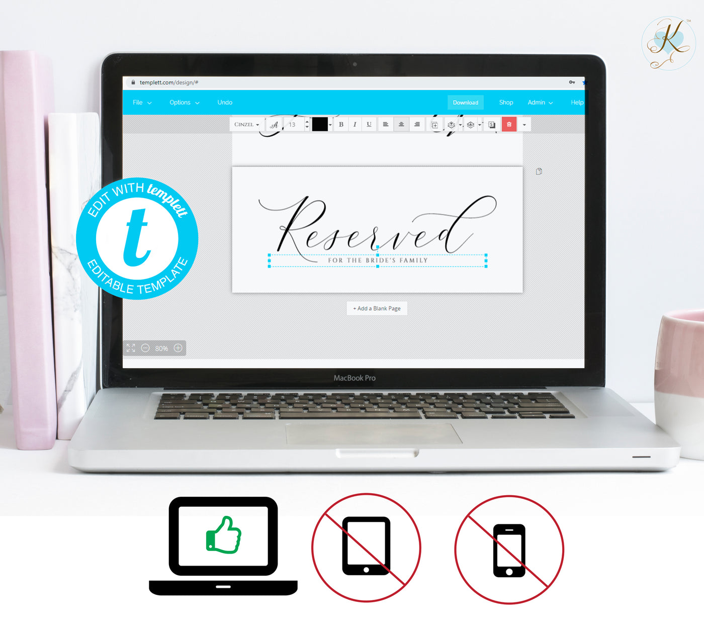Luxury Reserved Card Template - Splendid | Modern Calligraphy - Tent | Templett