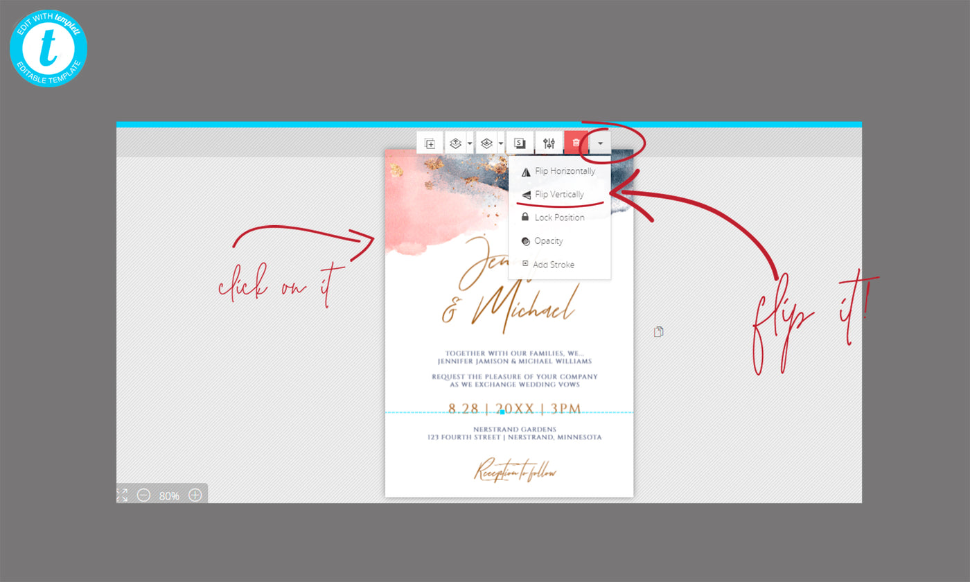 Mountain Mist Wedding Invitations Template | 5 x 7 | Navy & Pink | Editable Templett