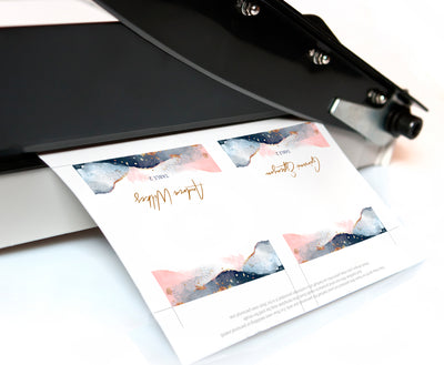 Wedding Place Card Template | Mountain Mist (Navy & Pink)