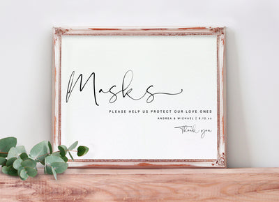 Wedding Take a Mask Sign Template