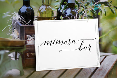 Mimosa Bar Wedding Sign PDF | (8x10) Printable | Romantic Calligraphy (Black)