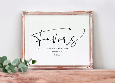 Wedding Favors Sign Template (Editable Color) | City Script | Templett 8x10 & 5x7