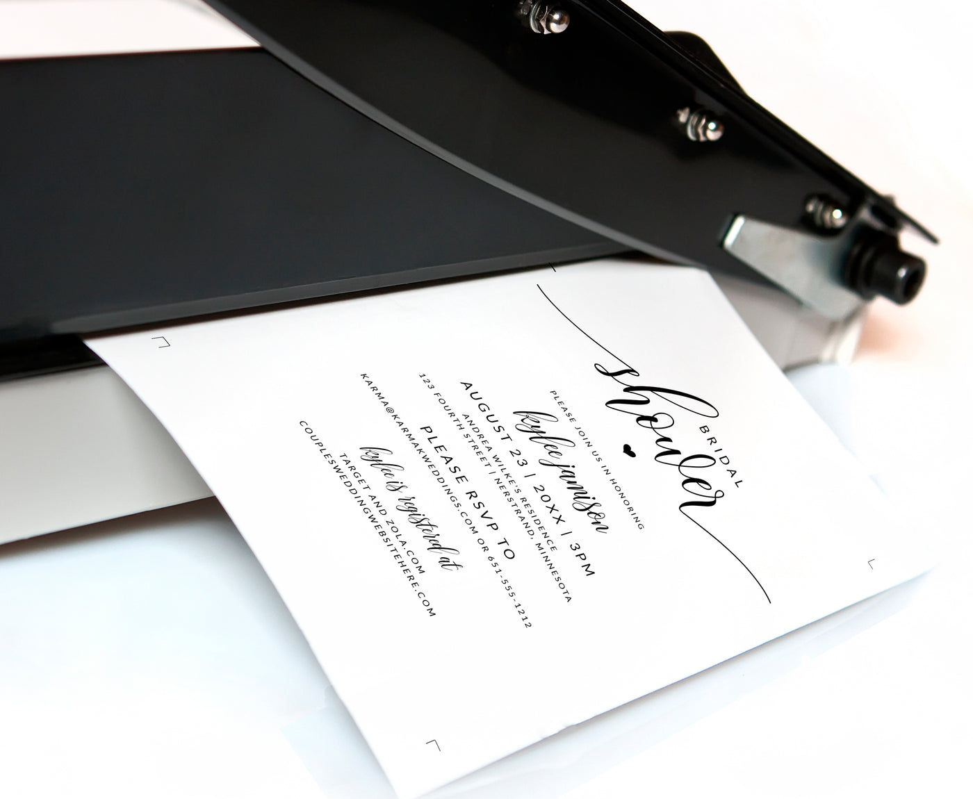 Bridal Shower Invitations Template | Flair Calligraphy (Editable Color) 5x7 | Templett