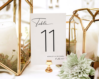 Modern Industrial Wedding Table Number Template | 4 x 6 & 5 x 7 | Editable Color Templett
