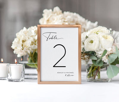 Modern Industrial Wedding Table Number Template | 4 x 6 & 5 x 7 | Editable Color Templett