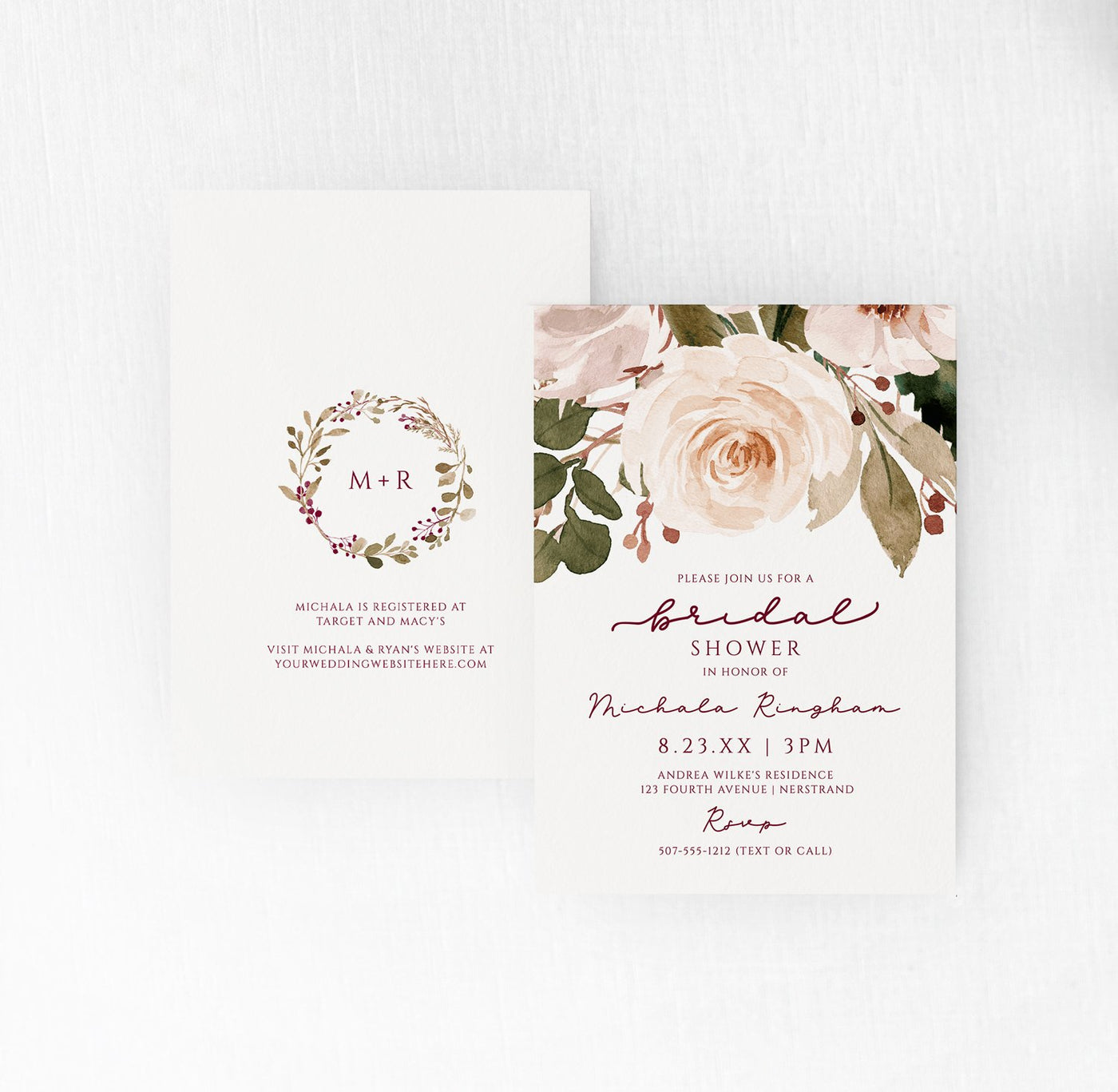 Floral Bridal Shower Invitations - Template