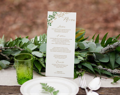wedding menu template - green tan