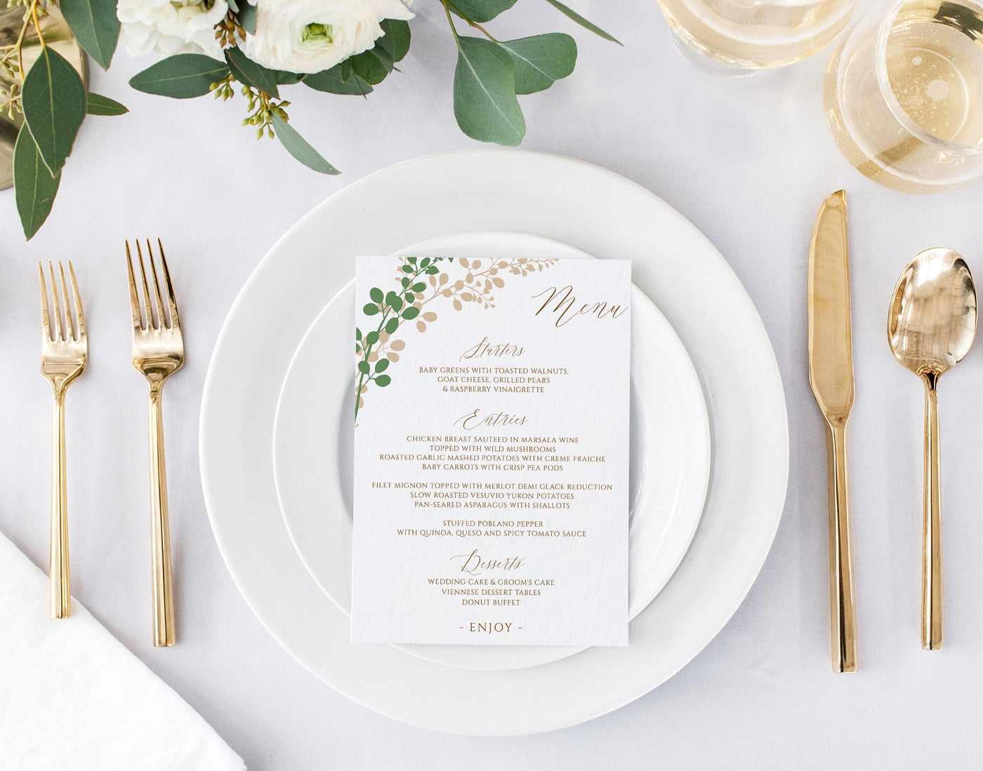 Simple Elegant Wedding Menus Template