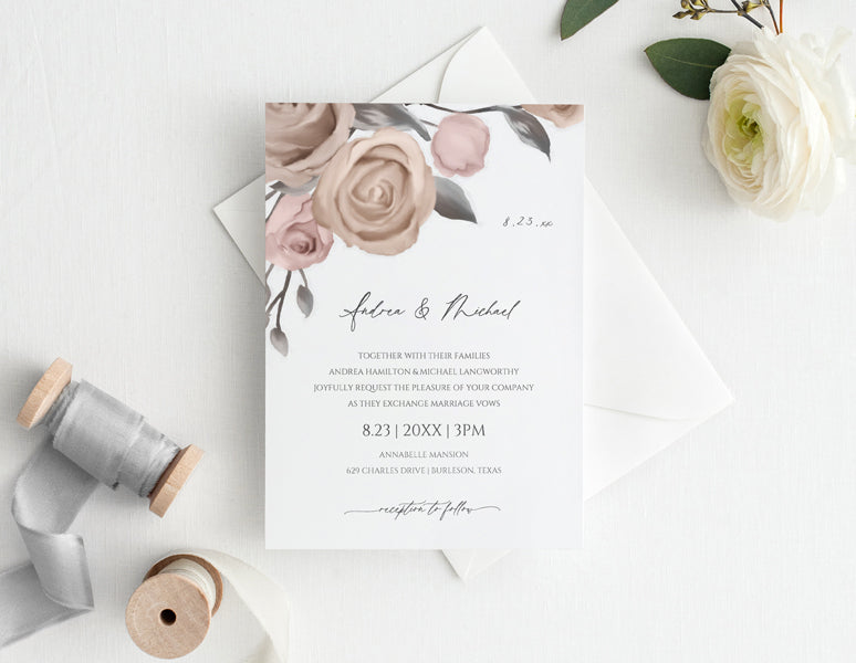 Muted Colors Wedding Invitation Template