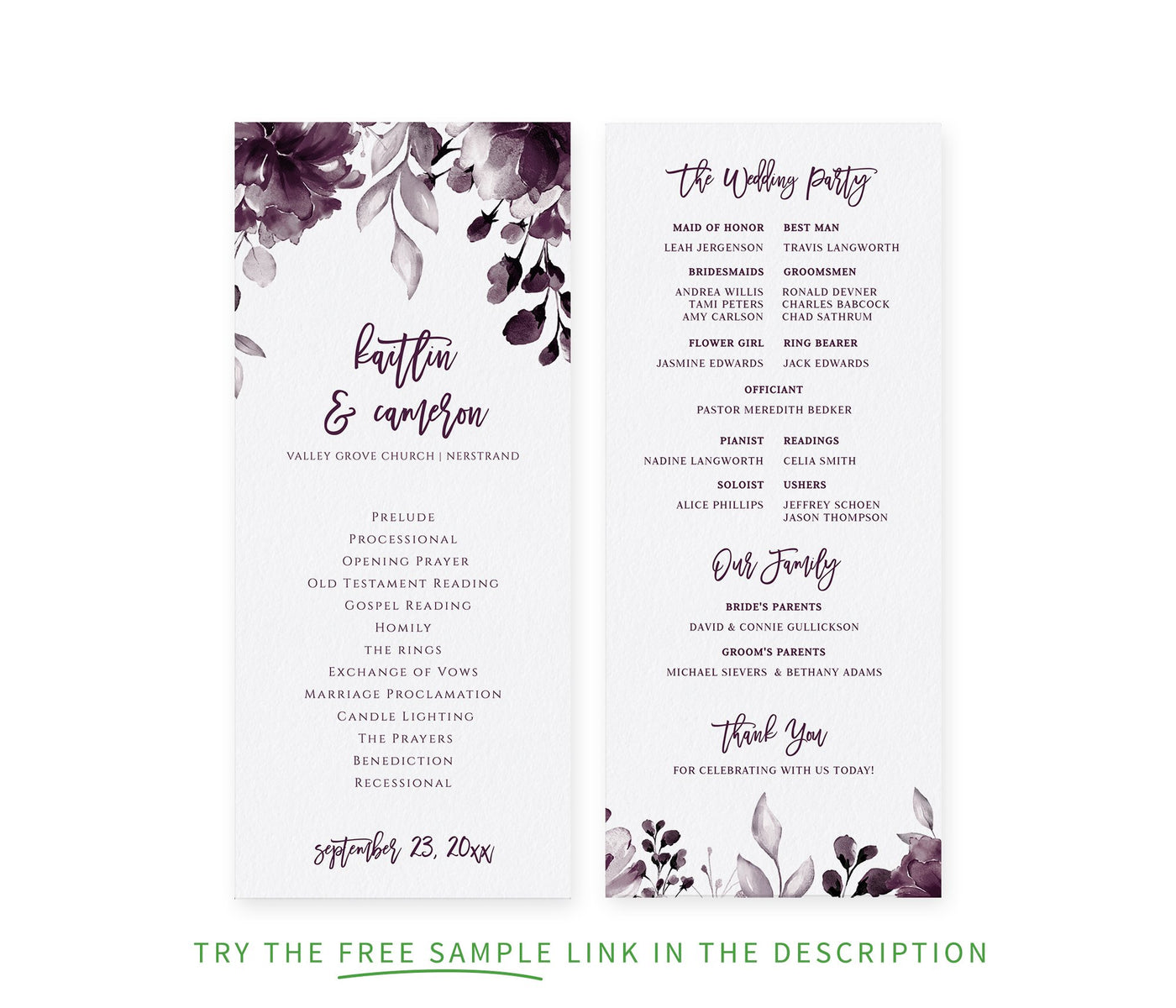 Wedding Program Template
