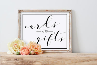 Printable Wedding Sign - Cards & Gifts - Black Calligraphy