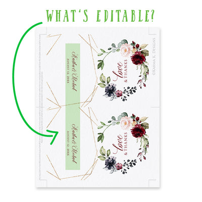 Bridal Shower Templates - Thank You Cards