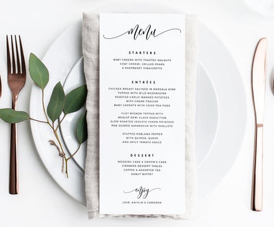 Wedding Menu Template