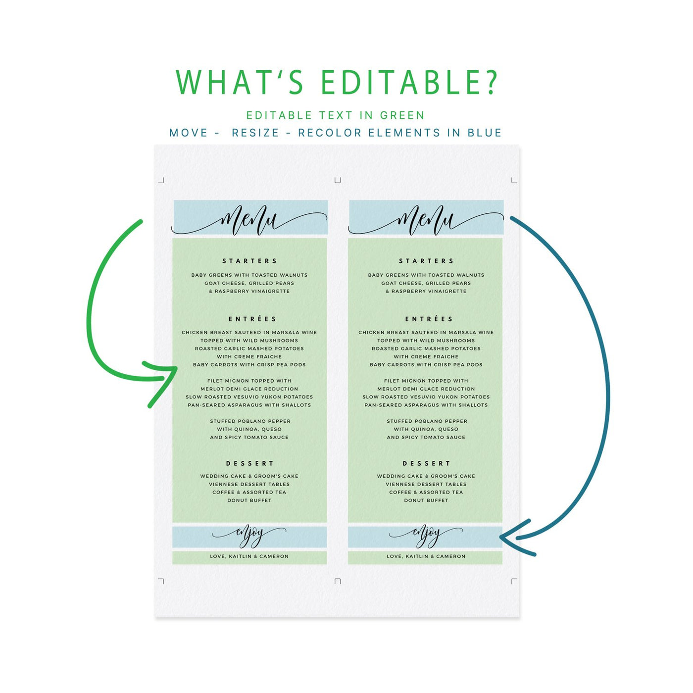 Editable Wedding Menu Template