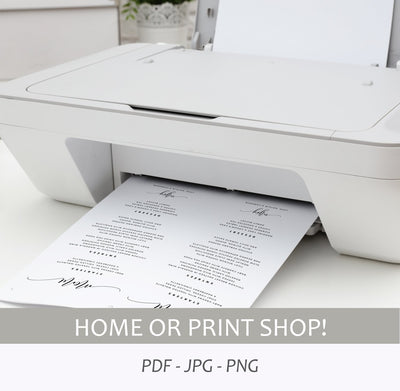 Printable Wedding Menus