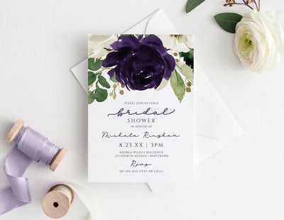 Purple Bridal Shower Invitations