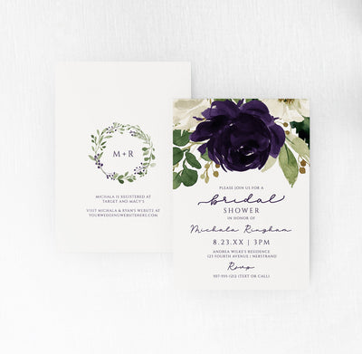 Bridal Shower Invitation Template - Plum / Purple