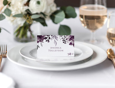 purple wedding place cards