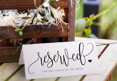 Printable Reserved Signs (Editable Color)  | Rustic Calligraphy with Hearts | Templett