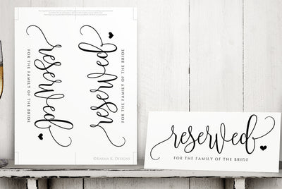 Printable Reserved Signs (Editable Color)  | Rustic Calligraphy with Hearts | Templett
