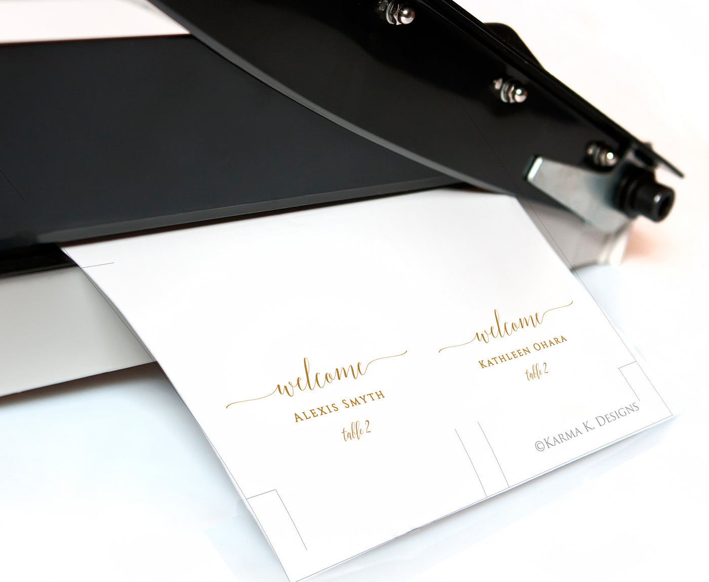 Editable Color Place Card Template Tent | Romantic Calligraphy | Templett