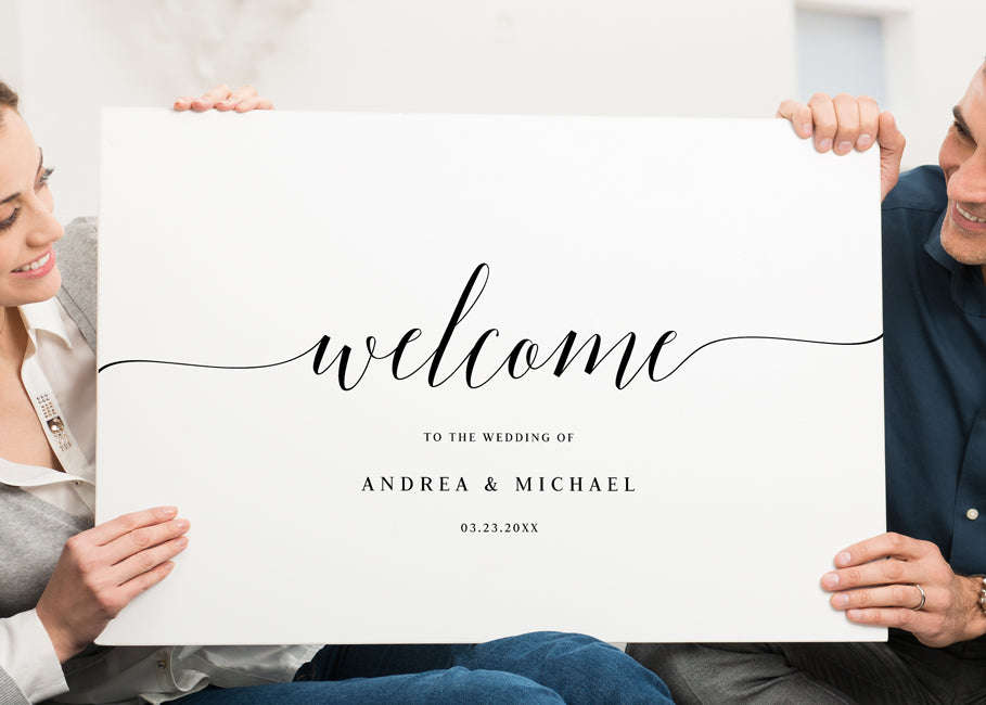 Wedding Welcome Sign Poster | Any Color | Edit Online & Download | Romantic Calligraphy