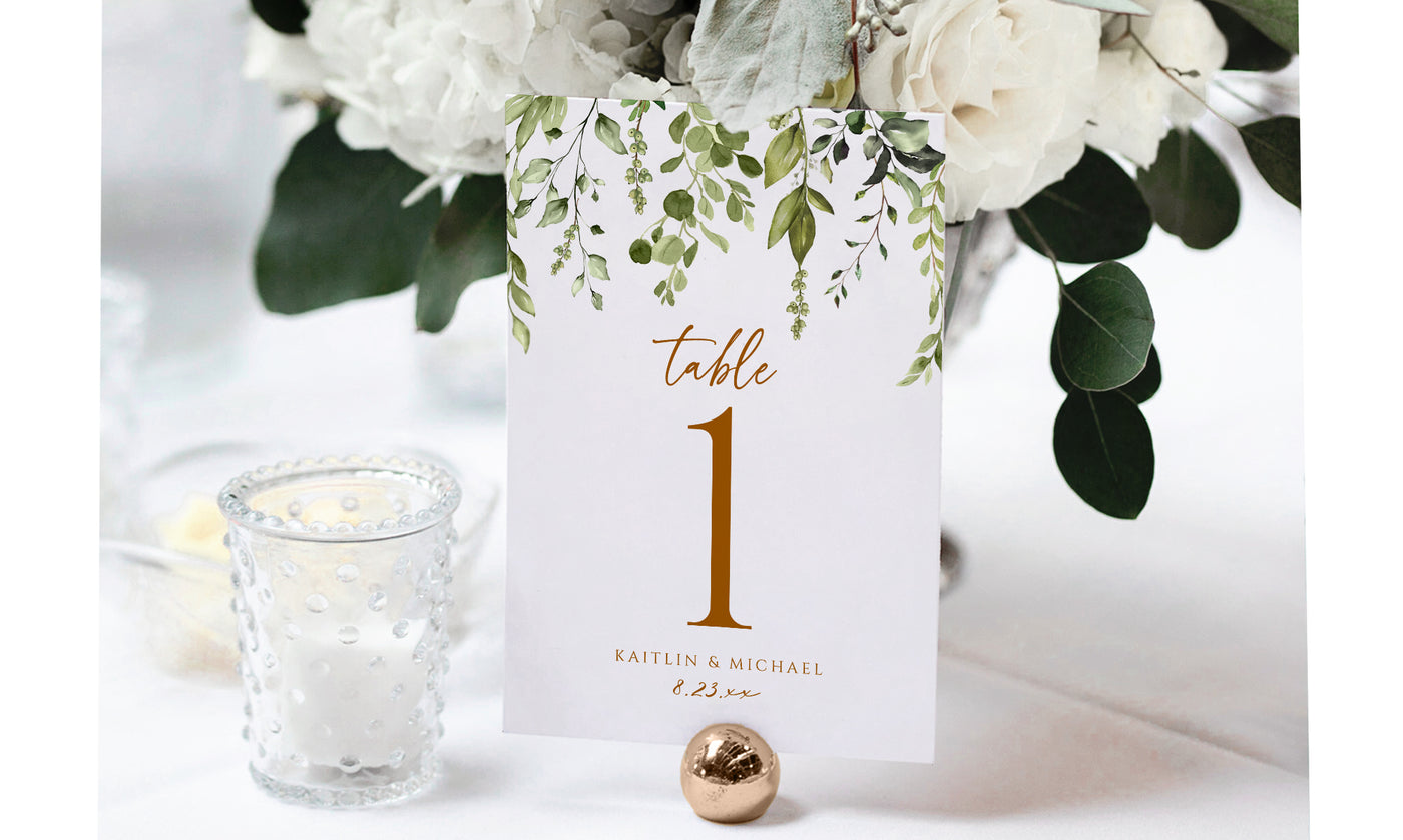 Greenery Table Numbers