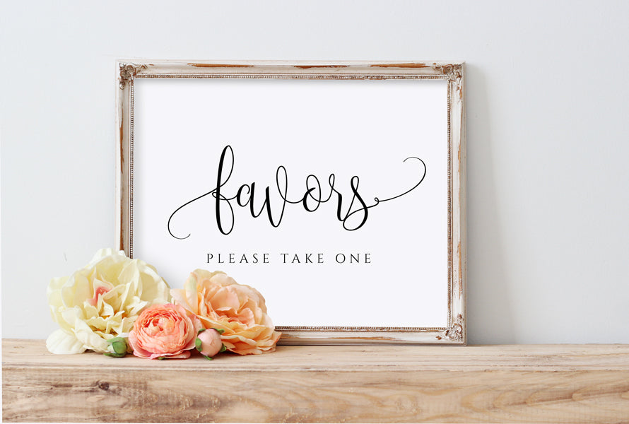 Wedding Favors Sign PDF Template Print at Home