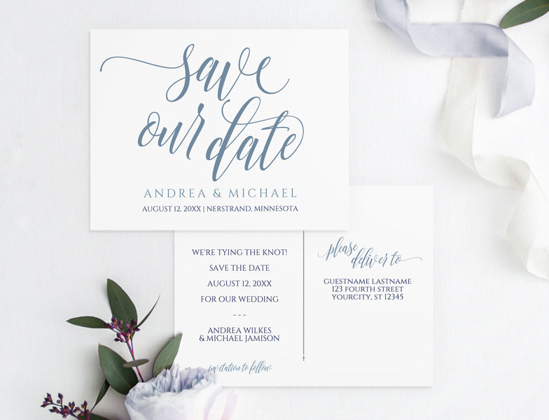 Save the Date Card - Dusty Blue