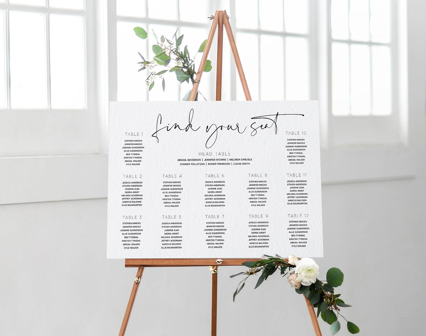 Wedding Seating Chart Poster Template | City Script Handwriting - 24x36, 18x24 | Templett PDF