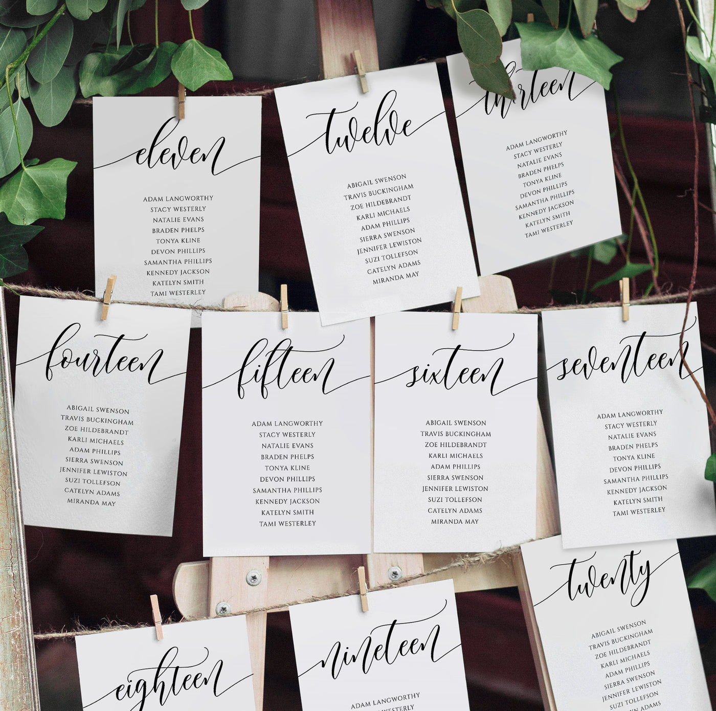 Calligraphy Wedding Seating Chart Template by Number | Flair Calligraphy | Editable Templett - PDF