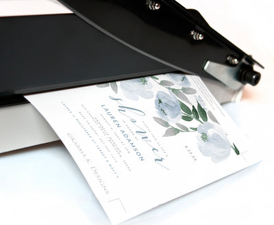 Bridal Shower Invitations Template | 5 x 7 | Soft Dusty Blue Watercolor Bouquet | Templett