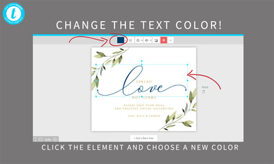 Social Distancing Sign Template - Spread Love | Ethereal Greenery | Templett | 8 x 10 & 5 x 7