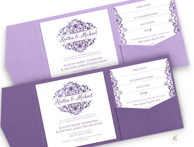 Purple Pocket Invitation Templates - Square