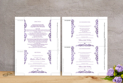 Pocket Wedding Invitations | Natalia (Faded Eggplant)  | Square