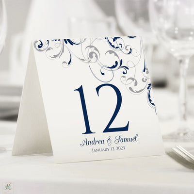Printable Table Number Template - Navy Blue
