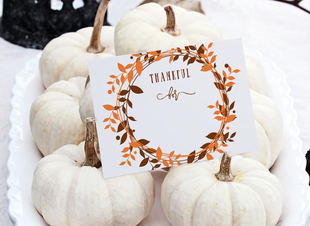 Thanksgiving Printable I'm Thankful For Card | Berry Wreath (Brown & Orange) PDF