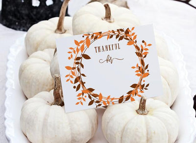 Thanksgiving Printable I'm Thankful For Card | Berry Wreath (Brown & Orange) PDF