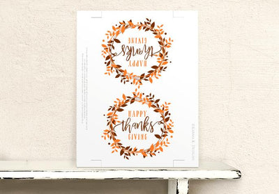 Last Minute Thanksgiving Printable Table Decor | Berry Wreath (Brown & Orange) | 5x5