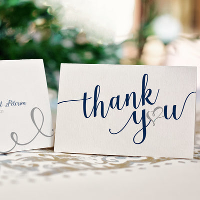 Printable thank you cards - download & print navy hearts