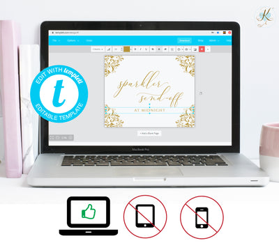 Sparkler Send Off Sign Template | Vintage Nadine (Any Color) | 8x10 | Templett
