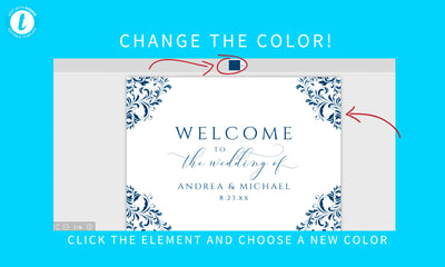 Vintage Welcome Sign - Wedding Poster | Nadine (Editable Color) | Templett - 2 Sizes