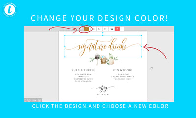 Copy of Signature Drinks Wedding Sign Template V2 | Flair Calligraphy 8x10 | Editable Color Templett